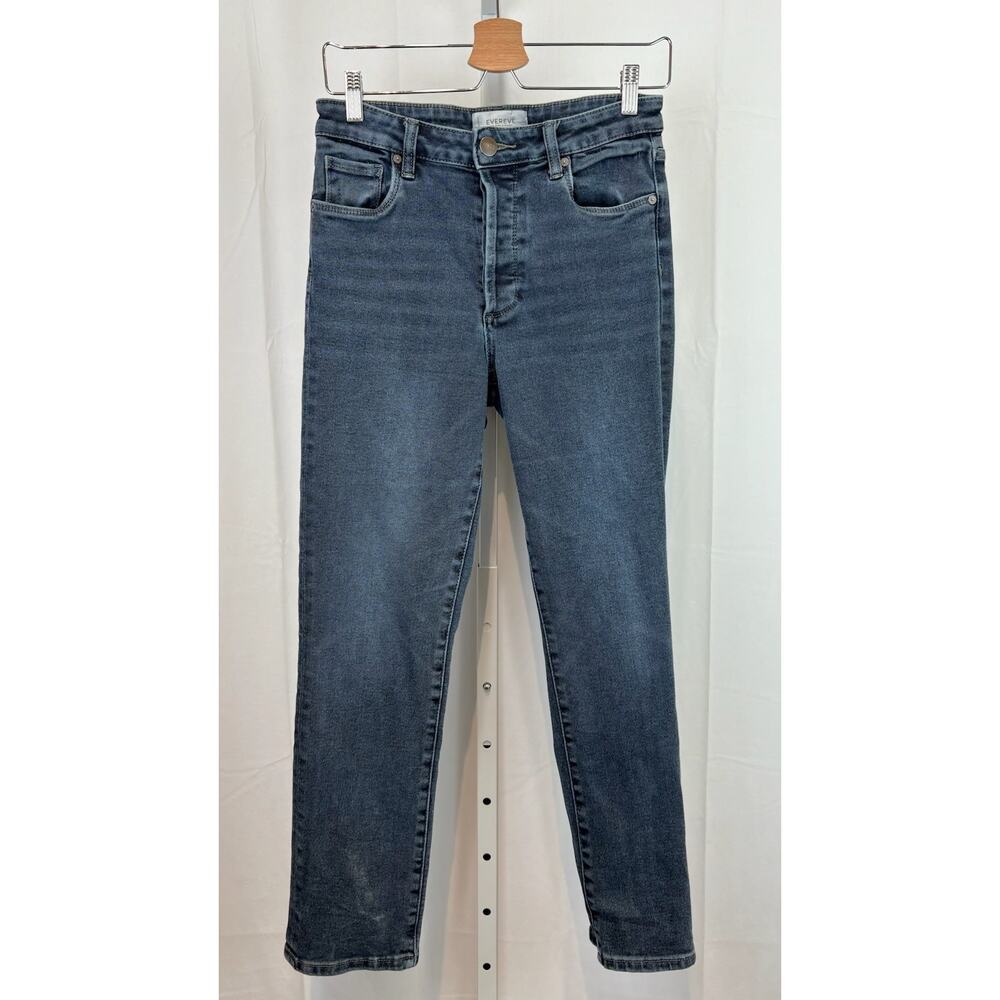 EVEREVE Size 27 The Ever Straight High Rise Jeans Button Fly Cotton Blend Blue